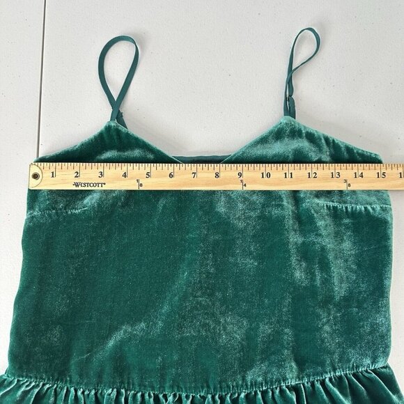 J Crew Velvet Peplum Cami Top Size 0P Green Silk Blend Christmas Holidays - Picture 4 of 9